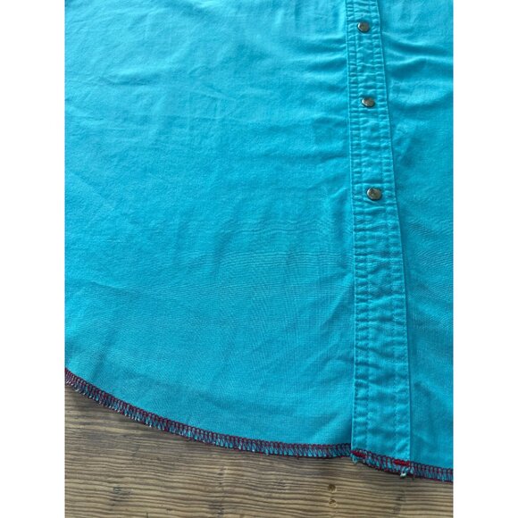 Wrangler Pearl Snap Button Up Shirt Mens 2XL Turquoise Blue Short Sleeve Western - Picture 7 of 7